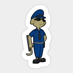 Dog as Police officer with Baton & Sunglasses Sticker